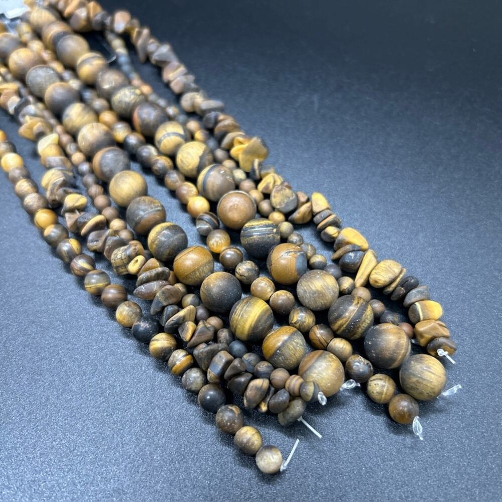 Beads Tiger Eye Semi Precious Stone Round Chip 8 Strands Matte Bead Gallery